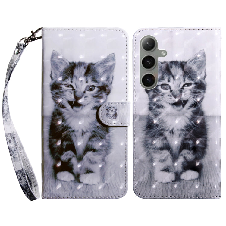 For Samsung Galaxy S24+ 5G 3D Painted Leather Phone Case featuring a cute Smile Cat design, showcasing its stylish and protective features.
